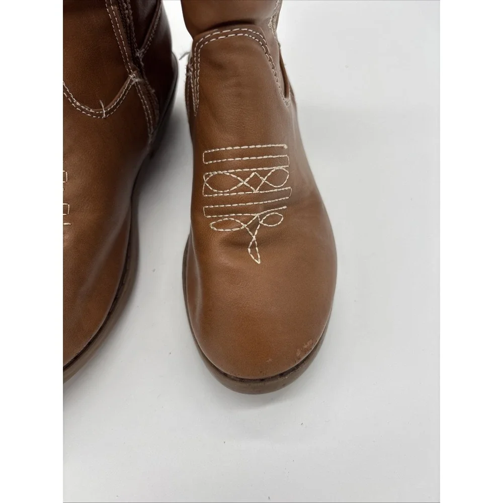 Bebe Girls Cowgirl  Boots Size 3 Brown‎ With White Designs.